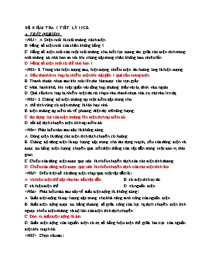 Đề kiểm tra 1 tiết môn Vật lý Lớp 11 (Cơ bản)